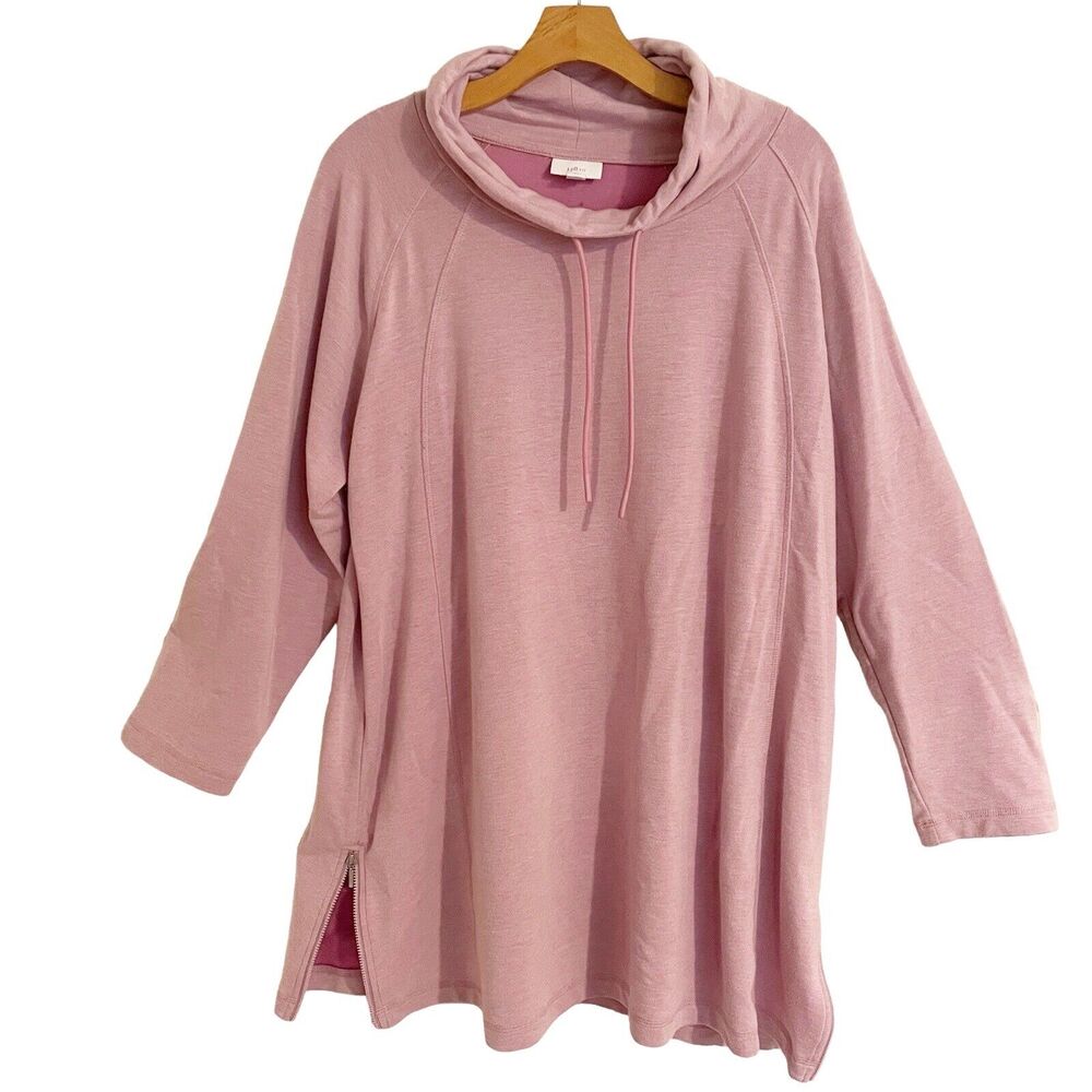 J. Jill Fit Funnel Neck Sweatshirt Tunic Dress Sz XL‎ Tercel Blend Grown Up Pink